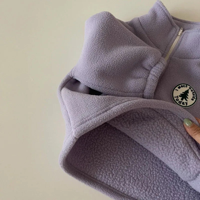 Solid Cotton Long Sleeve Pullover Jogging Suit