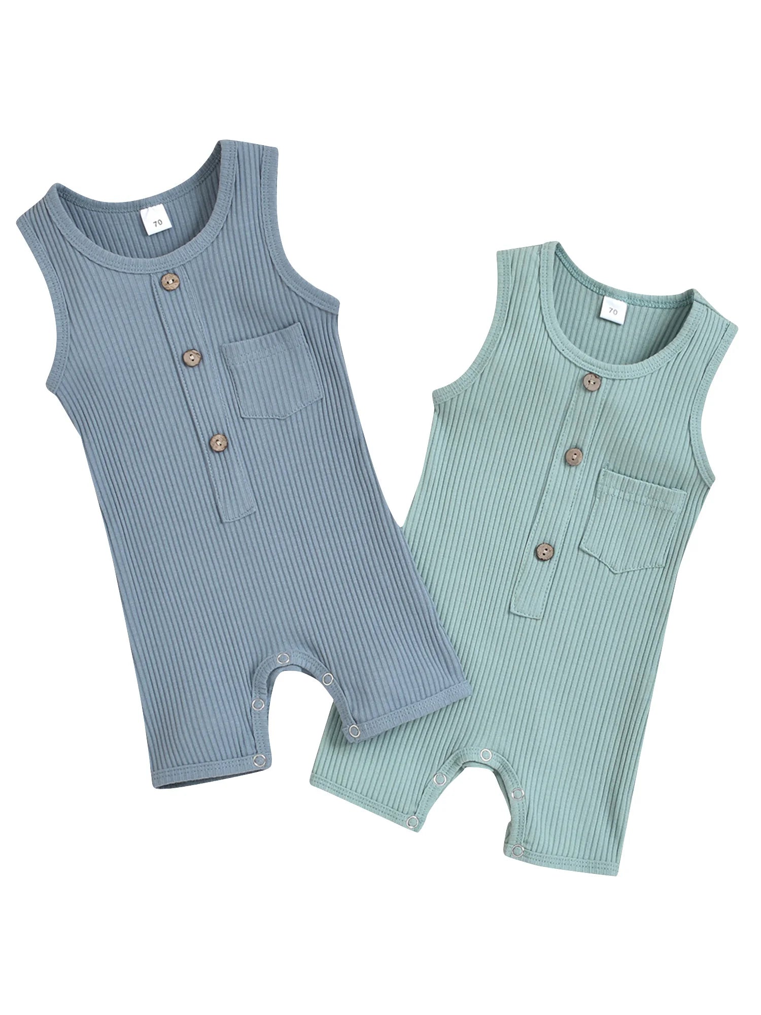 Citgeett Summer Solid 0-24M Baby Boys Vest Style Jumpsuit