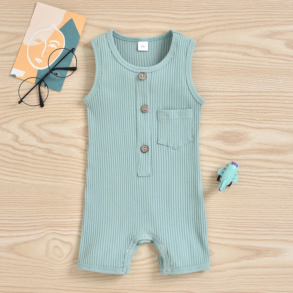 Citgeett Summer Solid 0-24M Baby Boys Vest Style Jumpsuit