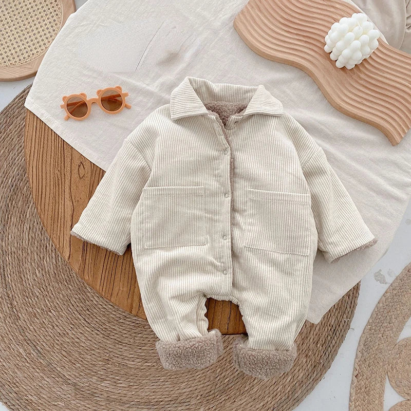Baby Rompers Corduroy Jumpsuits Fur Lining Clothes Fleece Outerwear