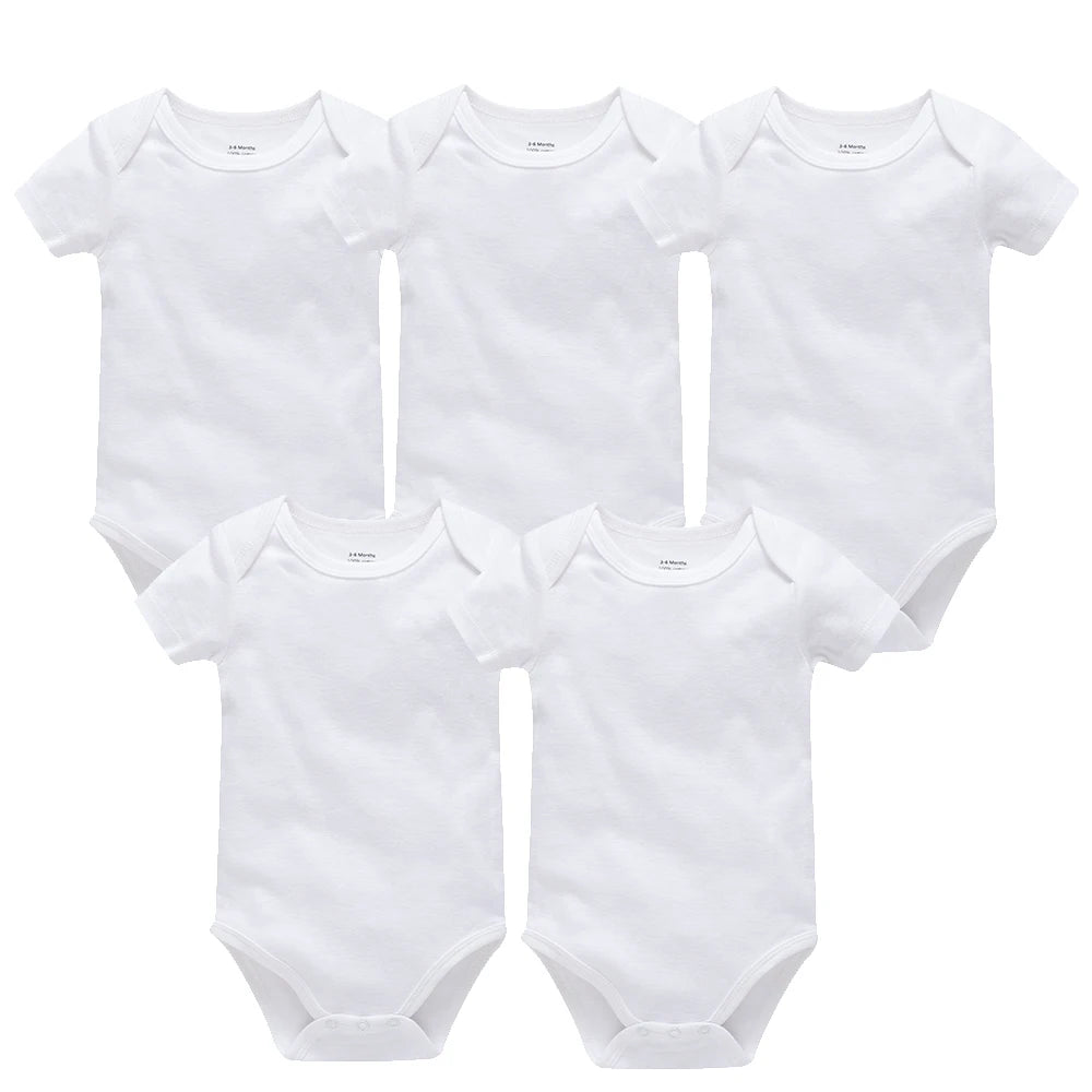 2/3/4/5/6 Pcs/set White 100% Cotton Onesie 0-24M