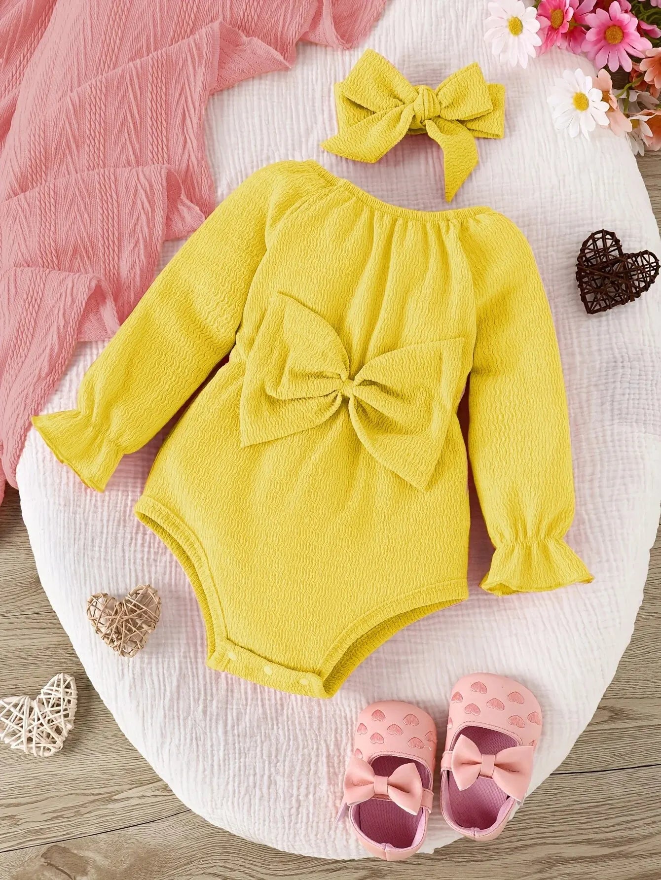 Long Sleeve Onesie + Kerchief Set 3M-24M