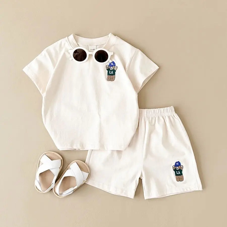 Unisex Embroidered Bear Cotton Set 9M- 4T
