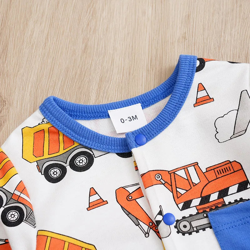 Baby Boy Construction Cotton Onesie Newborn-18M