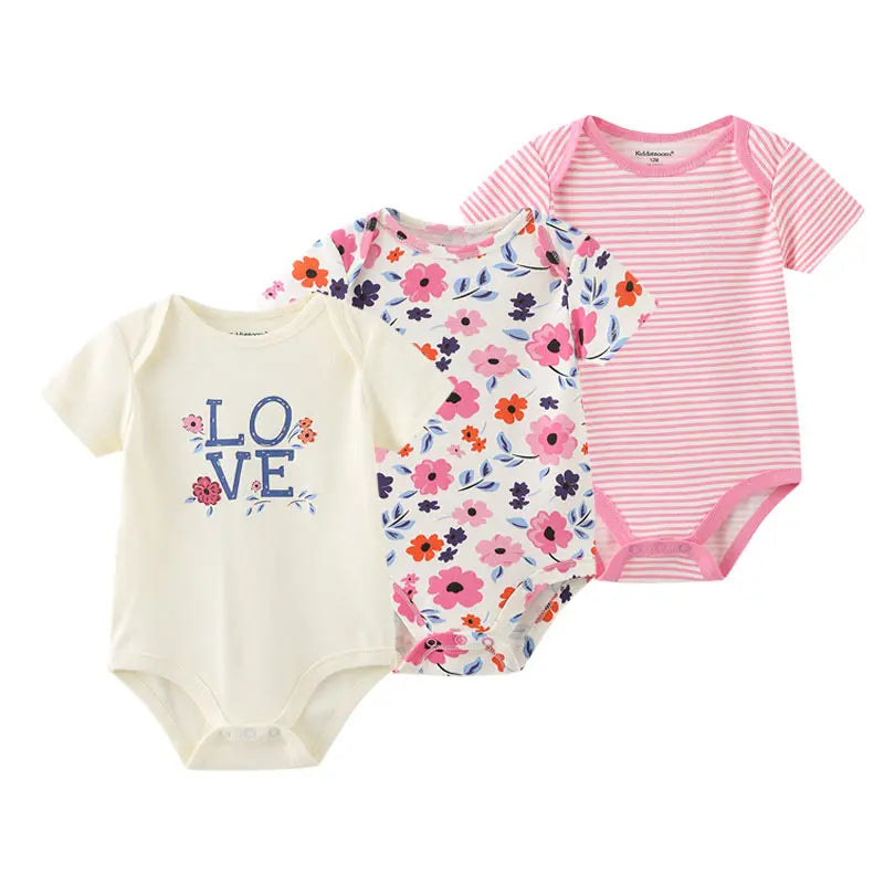 3 Piece Multicolored Cotton Onesies