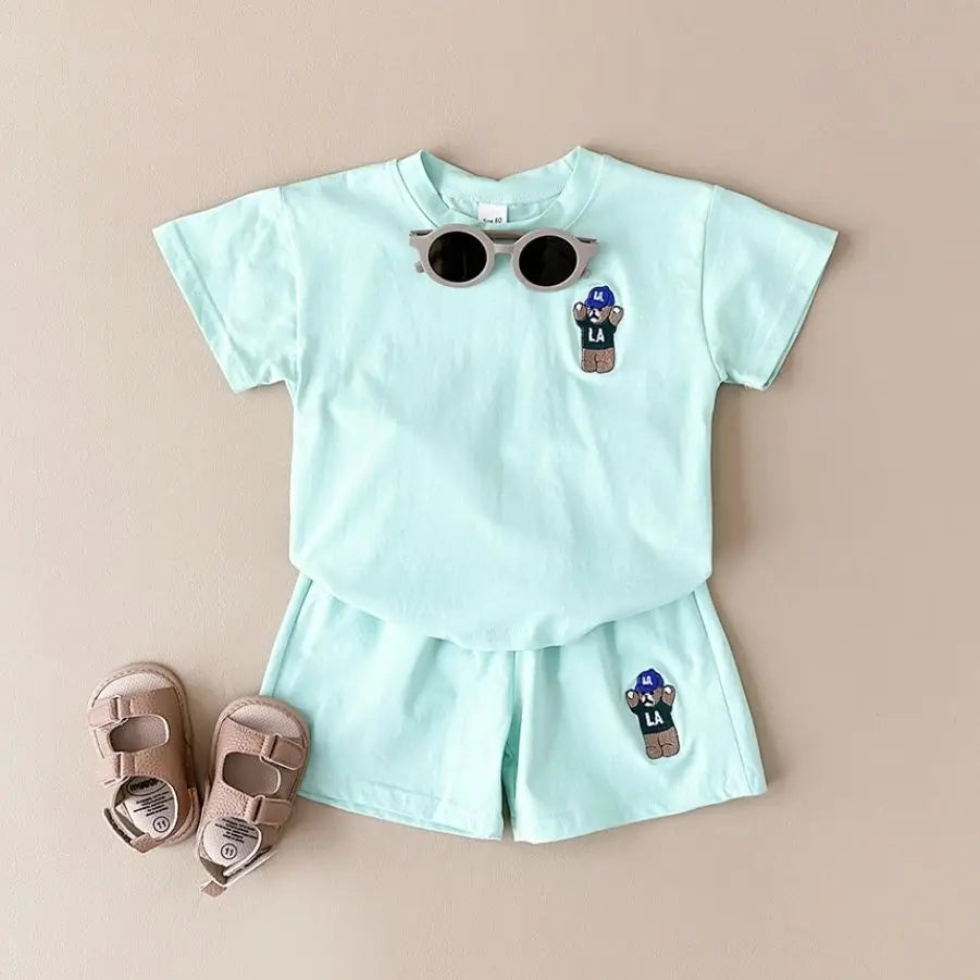 Unisex Embroidered Bear Cotton Set 9M- 4T