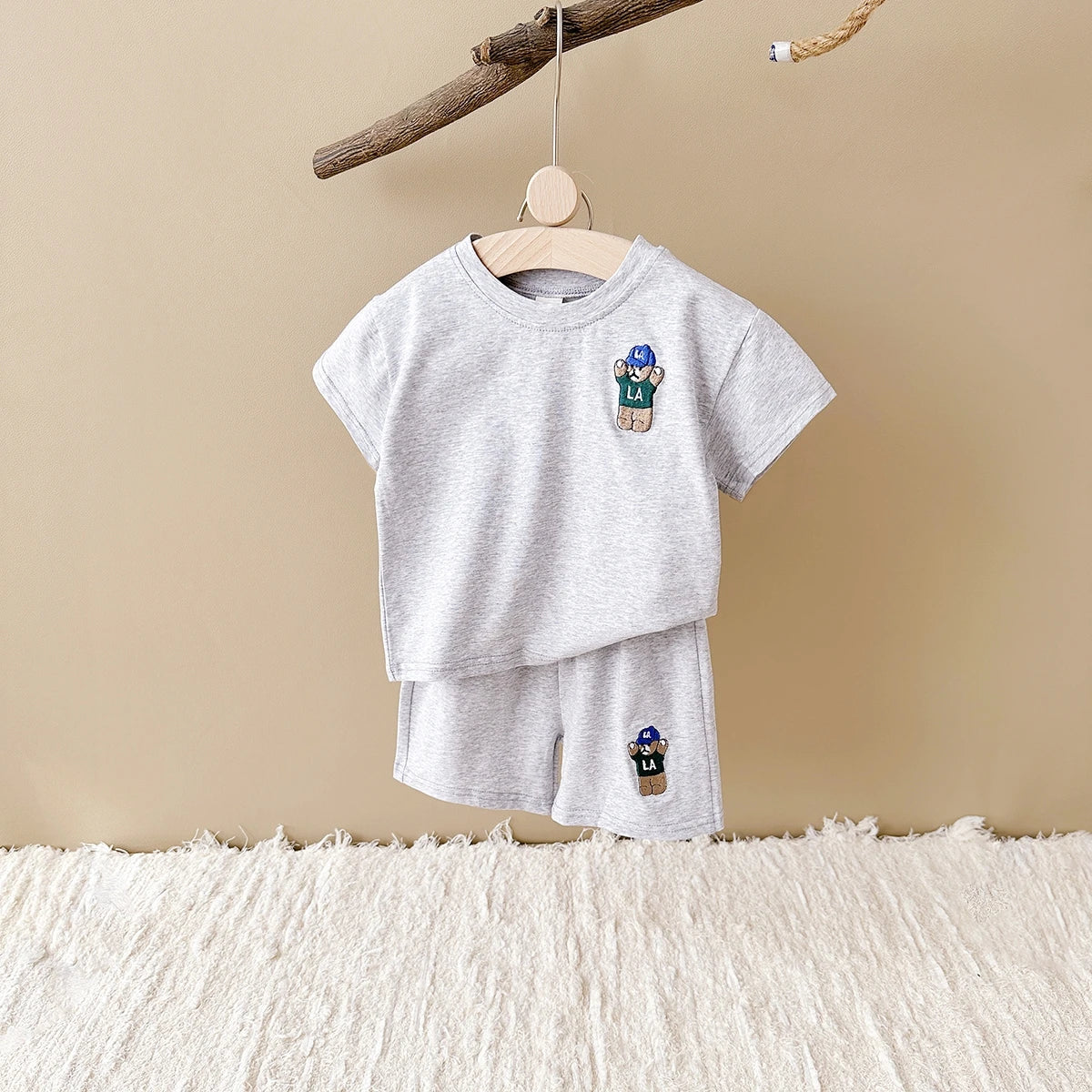 Unisex Embroidered Bear Cotton Set 9M- 4T