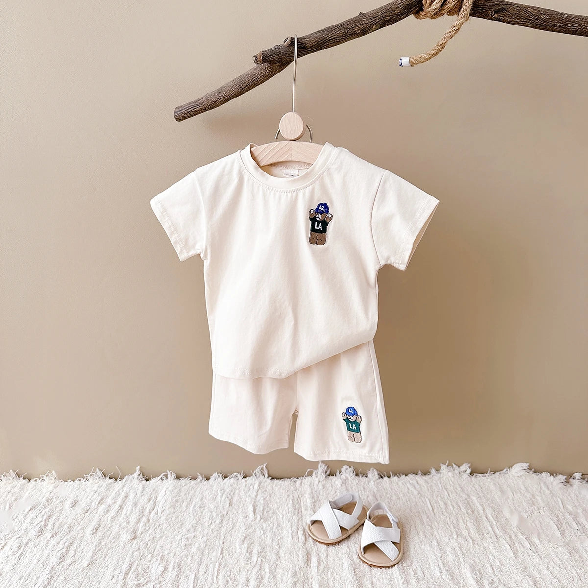 Unisex Embroidered Bear Cotton Set 9M- 4T