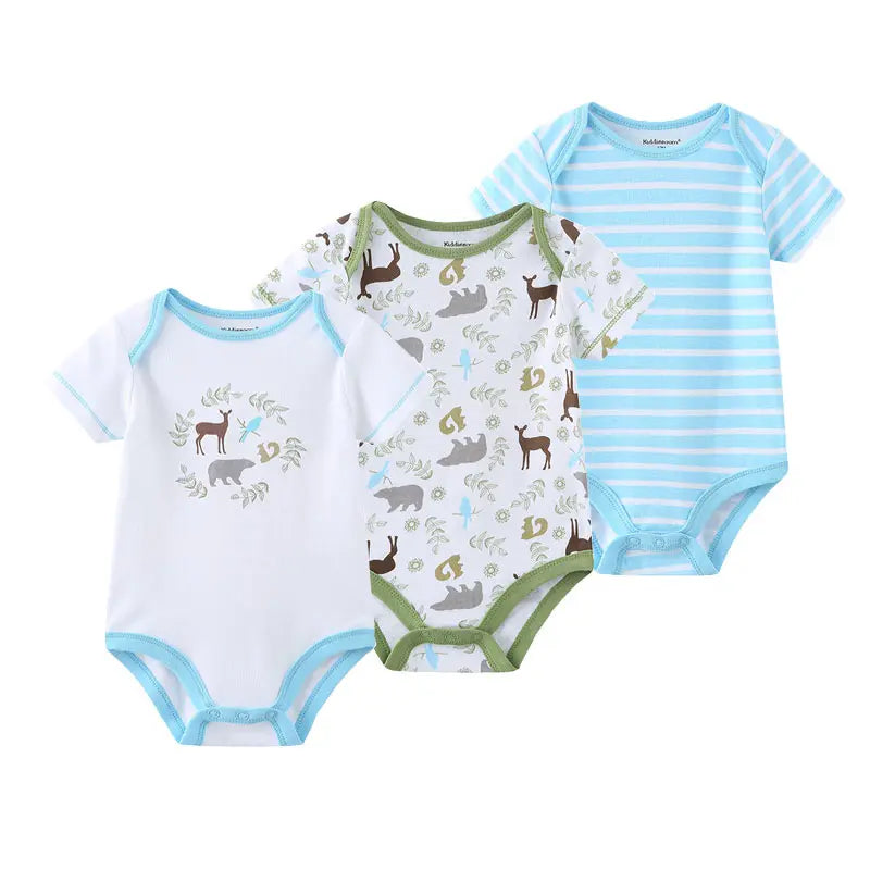 3 Piece Multicolored Cotton Onesies