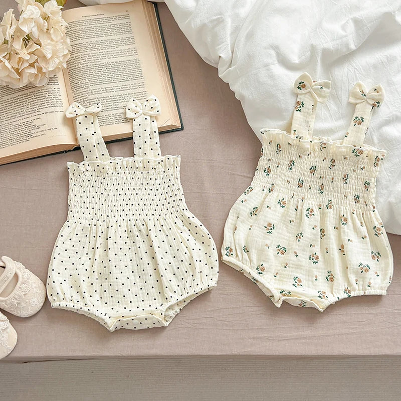 Baby Girl Buttoned Flower Onesie