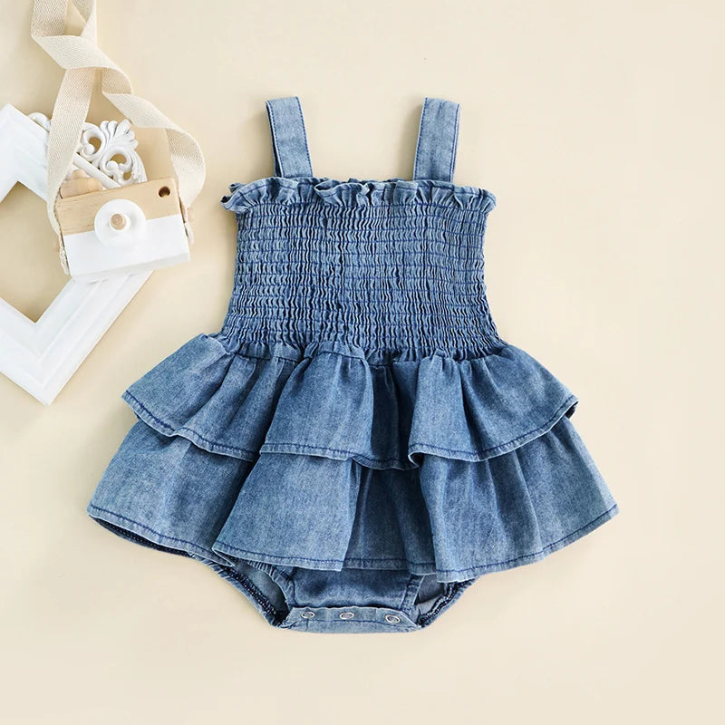 Baby Girl Jean Ruffled Jumpsuit 3M-18M