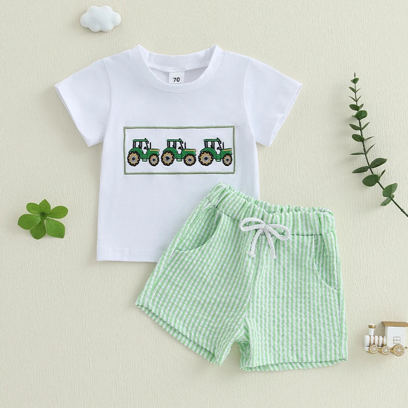 Boy Casual Short Sleeve Tractor Set 6M-3T