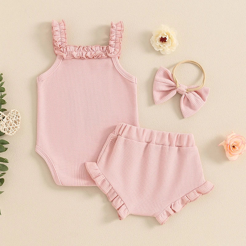 Baby Girl Flower Embroidered 3Pc Summer Set