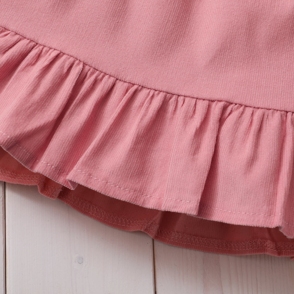 Baby Girl Dress Short Sleeves Floral Bodysuit + Suspender Skirt + Headband 3PCS Outfit