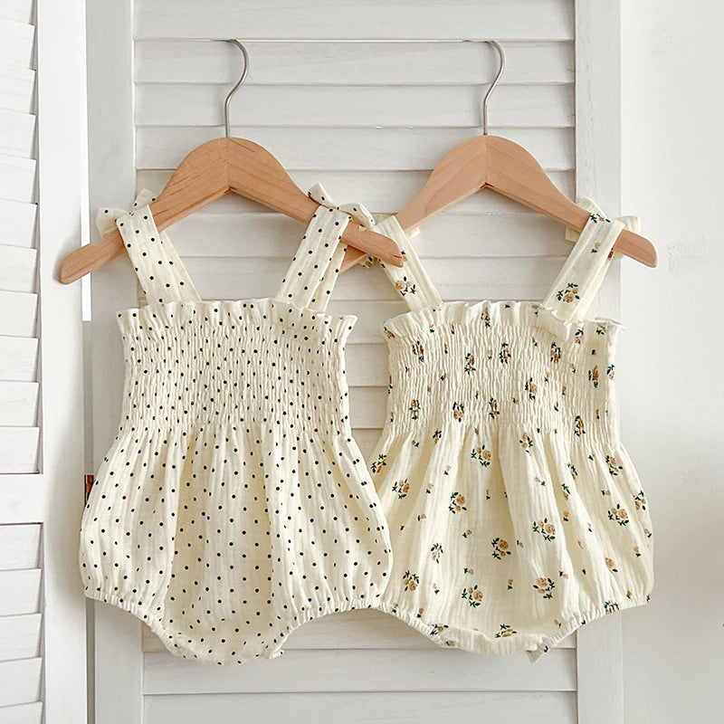 Baby Girl Buttoned Flower Onesie