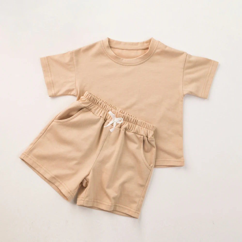 Unisex Casual Cotton Short Sleeve and Shorts Set