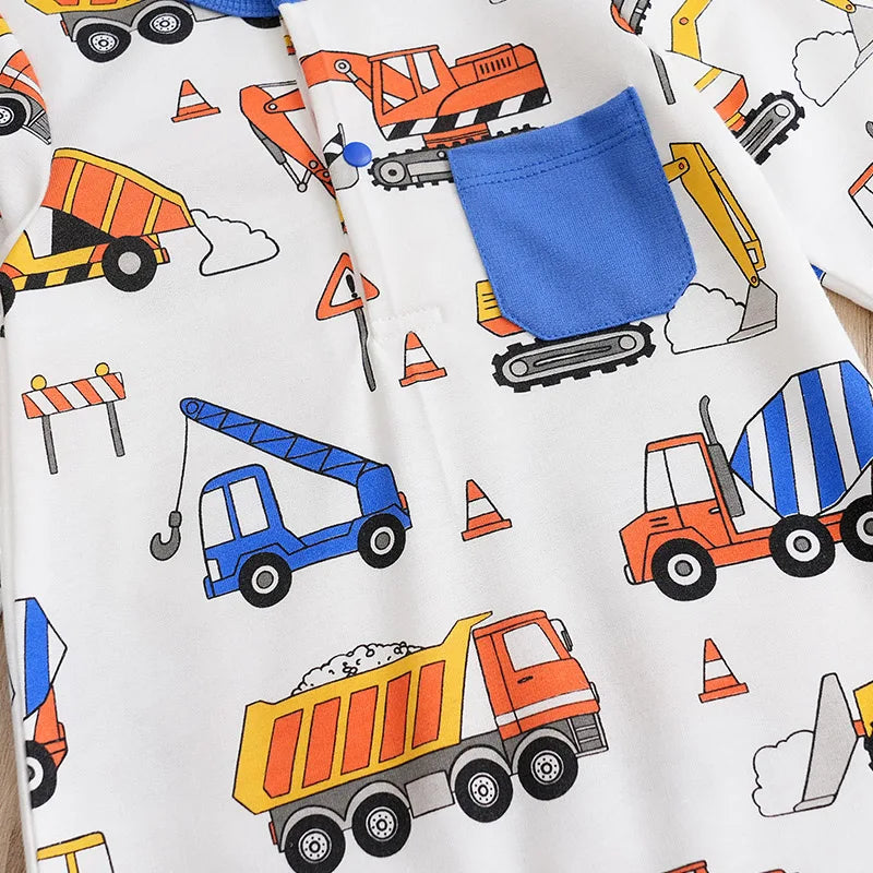 Baby Boy Construction Cotton Onesie Newborn-18M