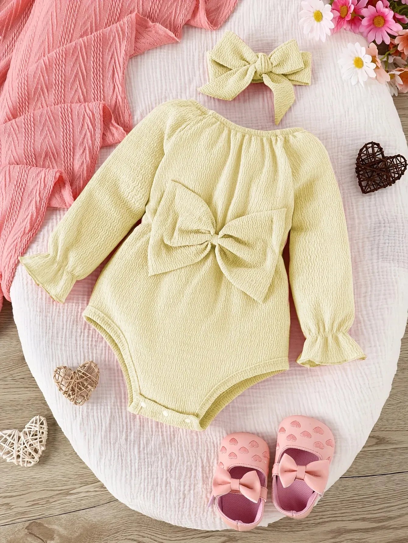 Long Sleeve Onesie + Kerchief Set 3M-24M