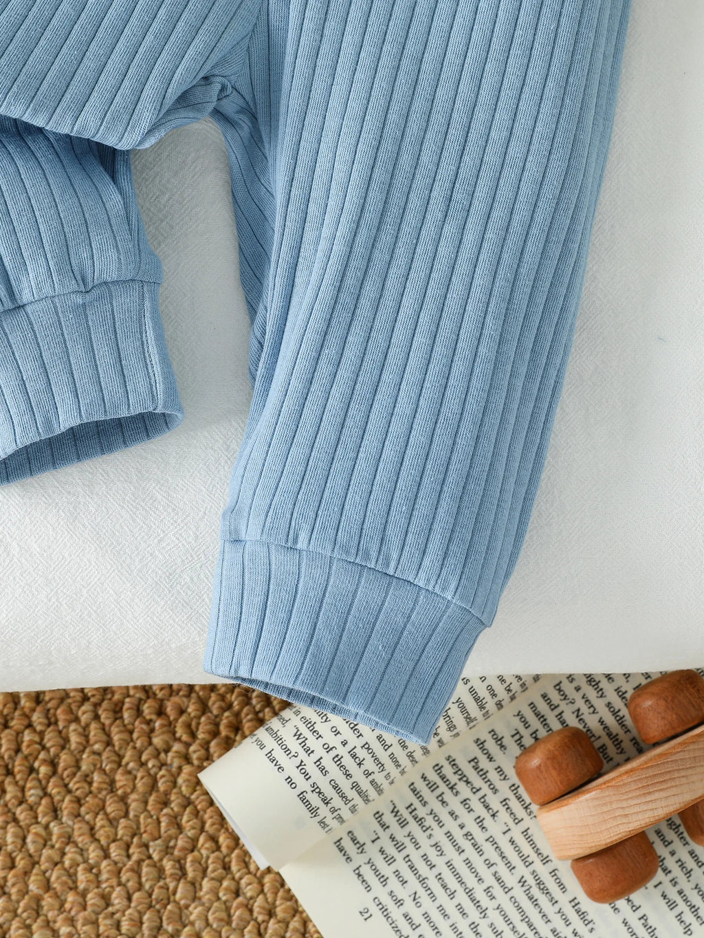 Long Sleeved Ribbed Solid 2pc Set  Newborn- 24M