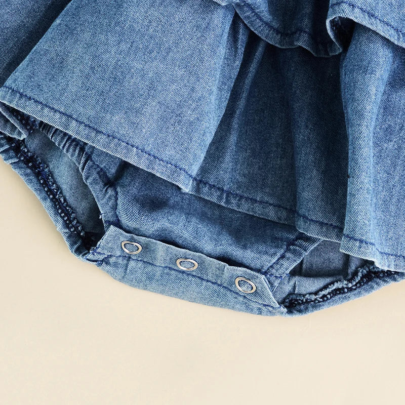 Baby Girl Jean Ruffled Jumpsuit 3M-18M
