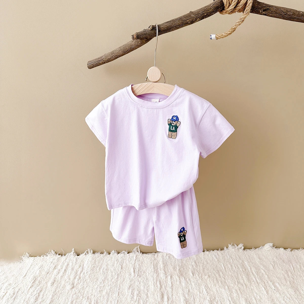 Unisex Embroidered Bear Cotton Set 9M- 4T