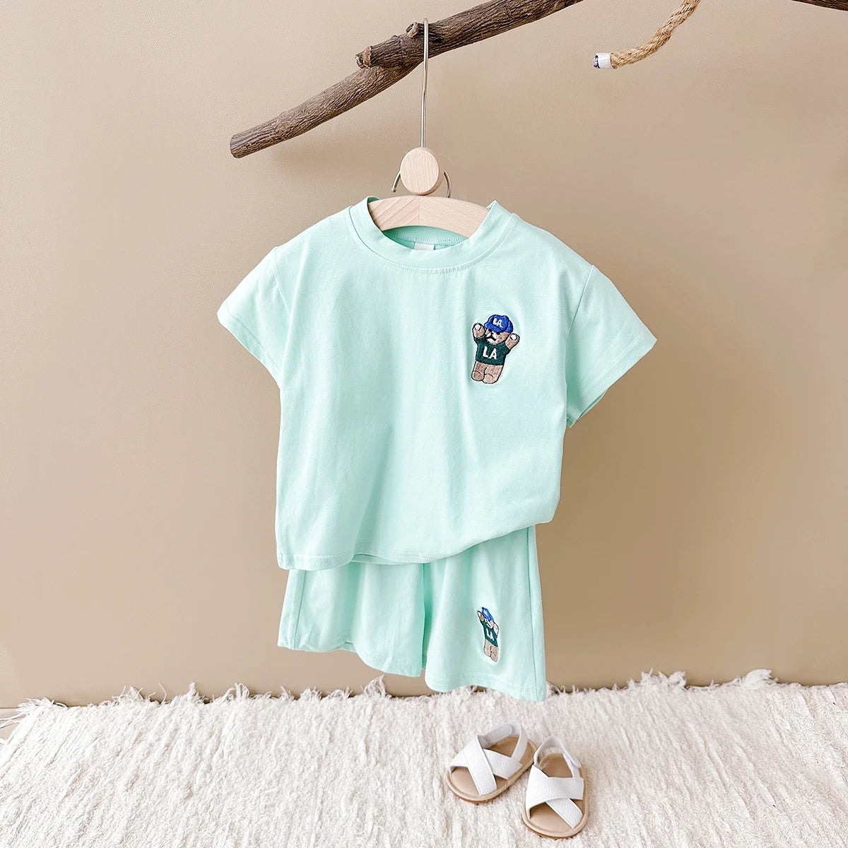 Unisex Embroidered Bear Cotton Set 9M- 4T