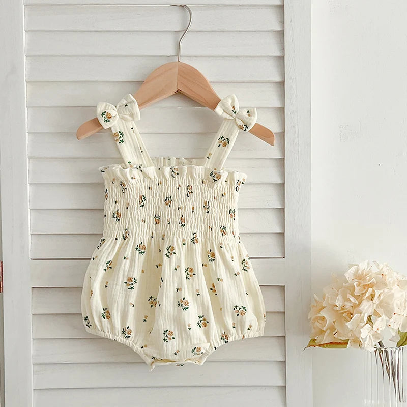 Baby Girl Buttoned Flower Onesie