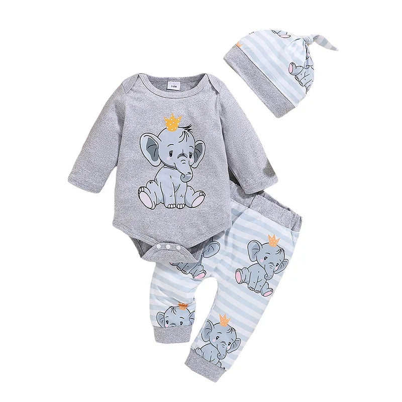 Unisex Elephant Long Sleeved 3 Piece Set