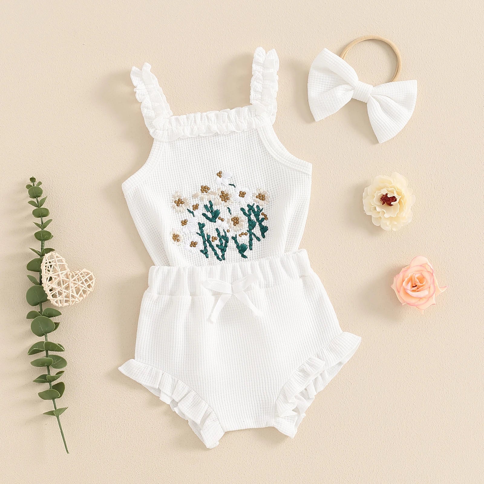 Baby Girl Flower Embroidered 3Pc Summer Set