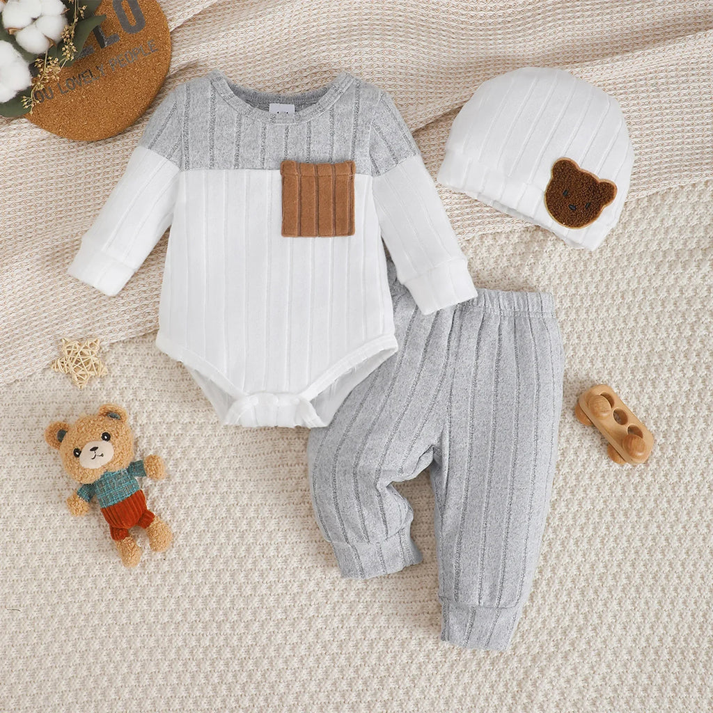 Boys Three Piece Sweater Set with Hat Newborn- 18M