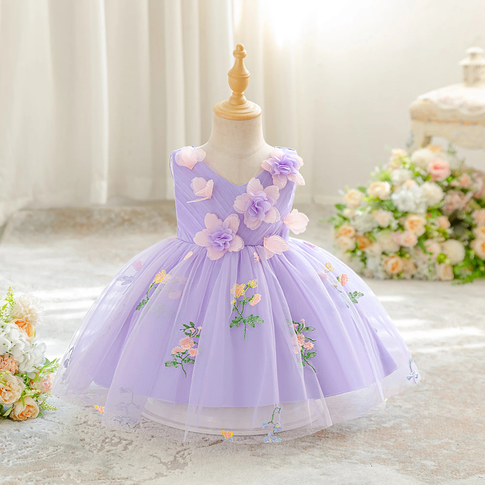 Summer Floral Tulle Dress 6M-3T