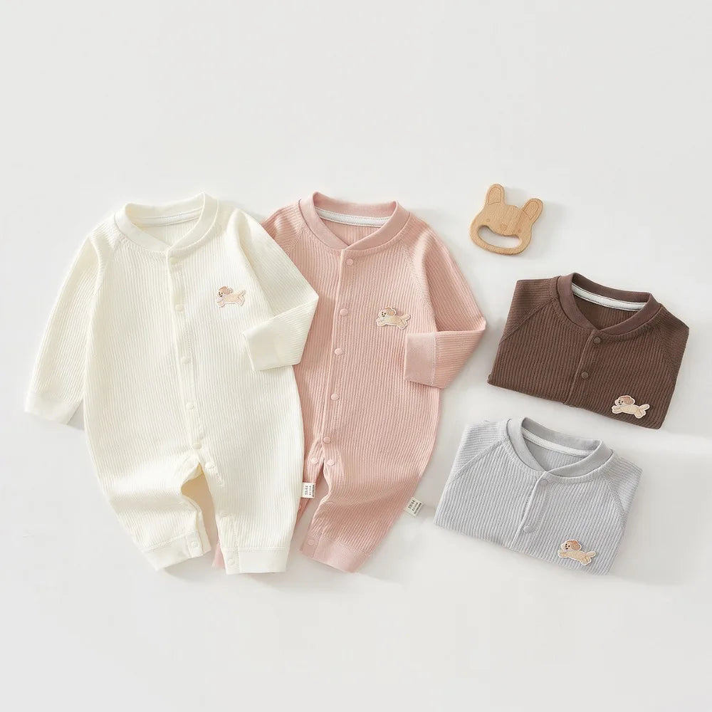 AYNIGIELL Baby Jumpsuit Spring and Autumn Sleepwear Pure Cotton Newborn Clothes 0-18 Months Newborn Boys and Girls Jumpsuit