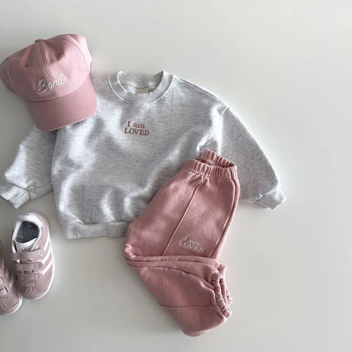 Solid Color Embroidered Hoodie Set 9M-5T