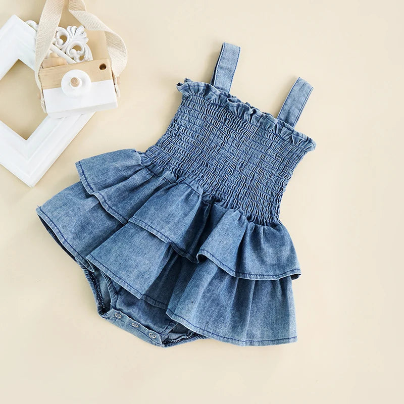 Baby Girl Jean Ruffled Jumpsuit 3M-18M