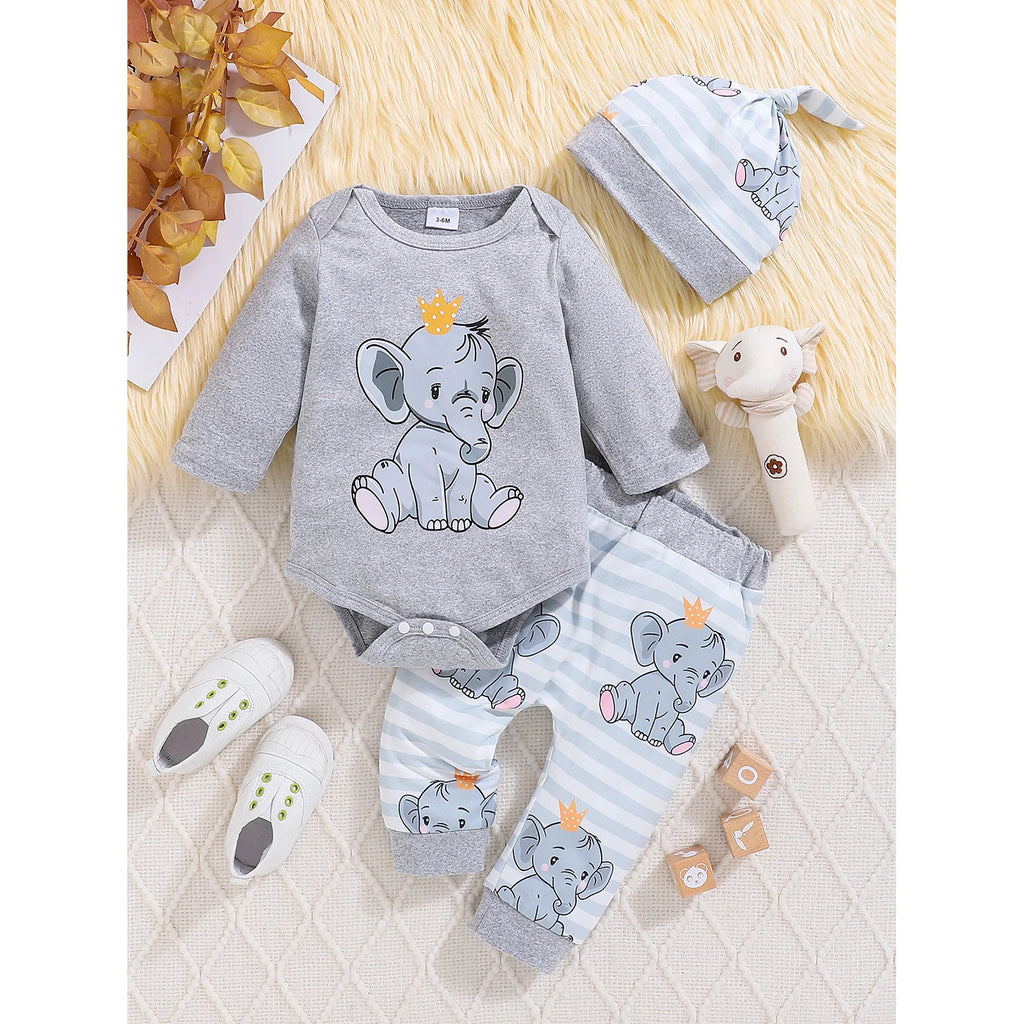 Unisex Elephant Long Sleeved 3 Piece Set