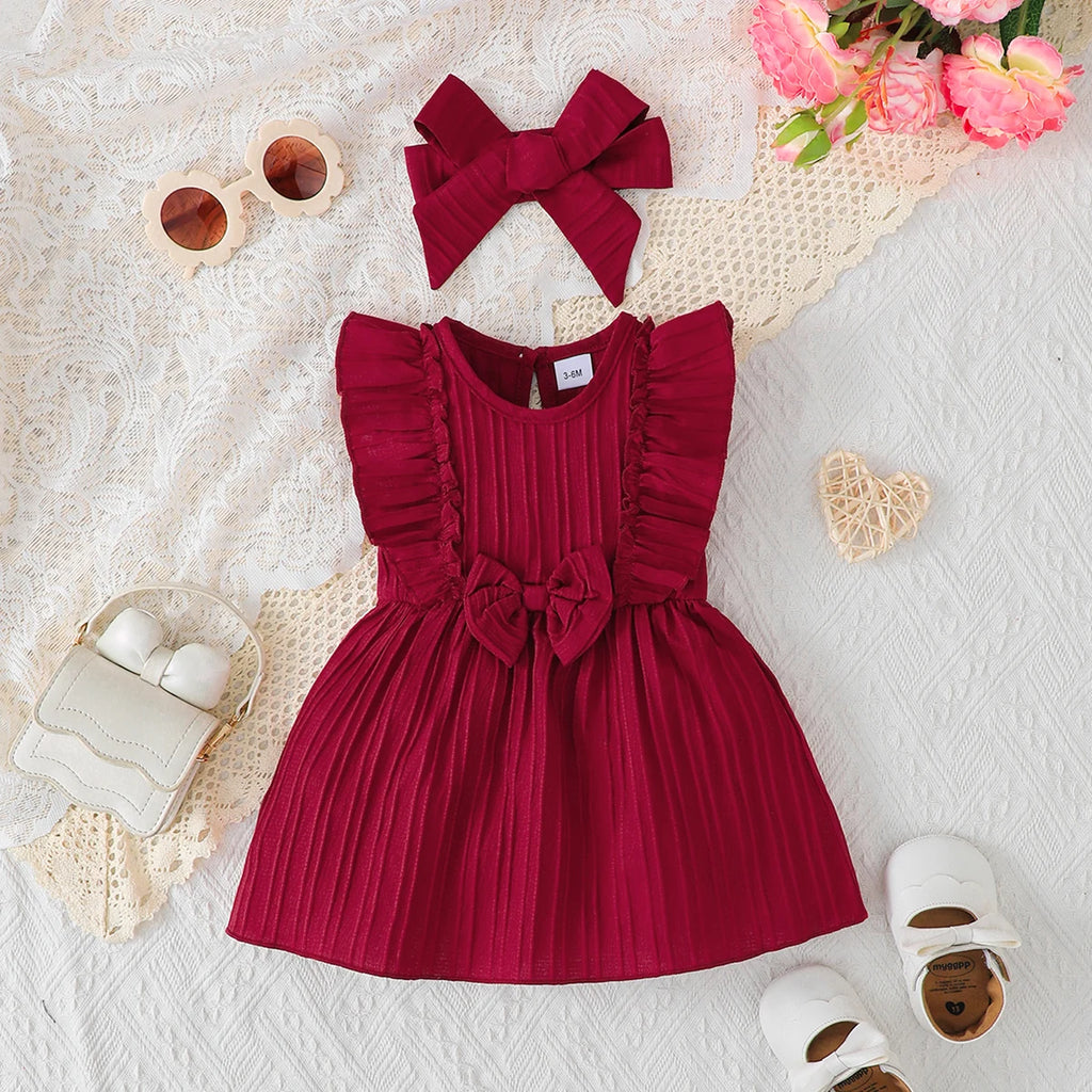 Girl's Bow Sleeveless Dress 0-24 Months