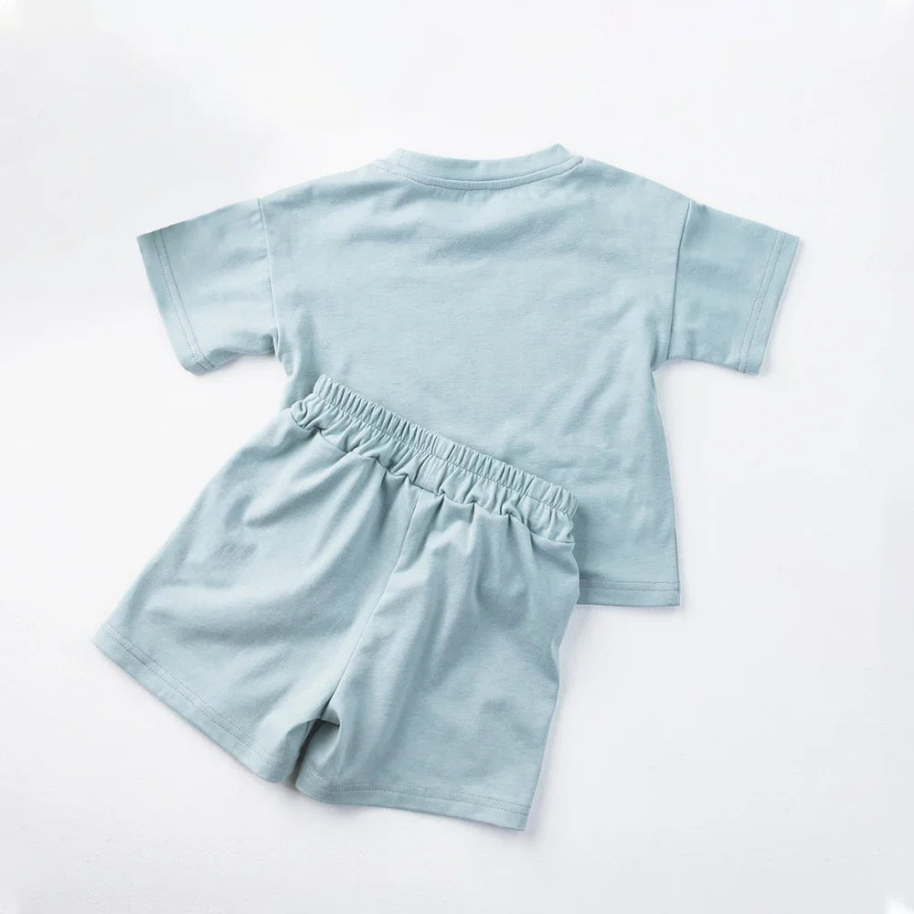 Unisex Casual Cotton Short Sleeve and Shorts Set