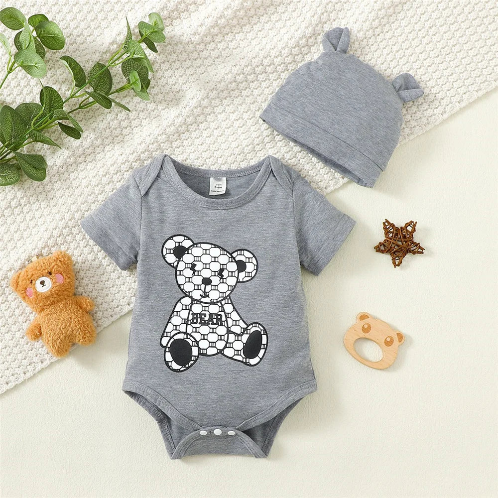 2PCS Baby Boy Bear Onesie 0-9M
