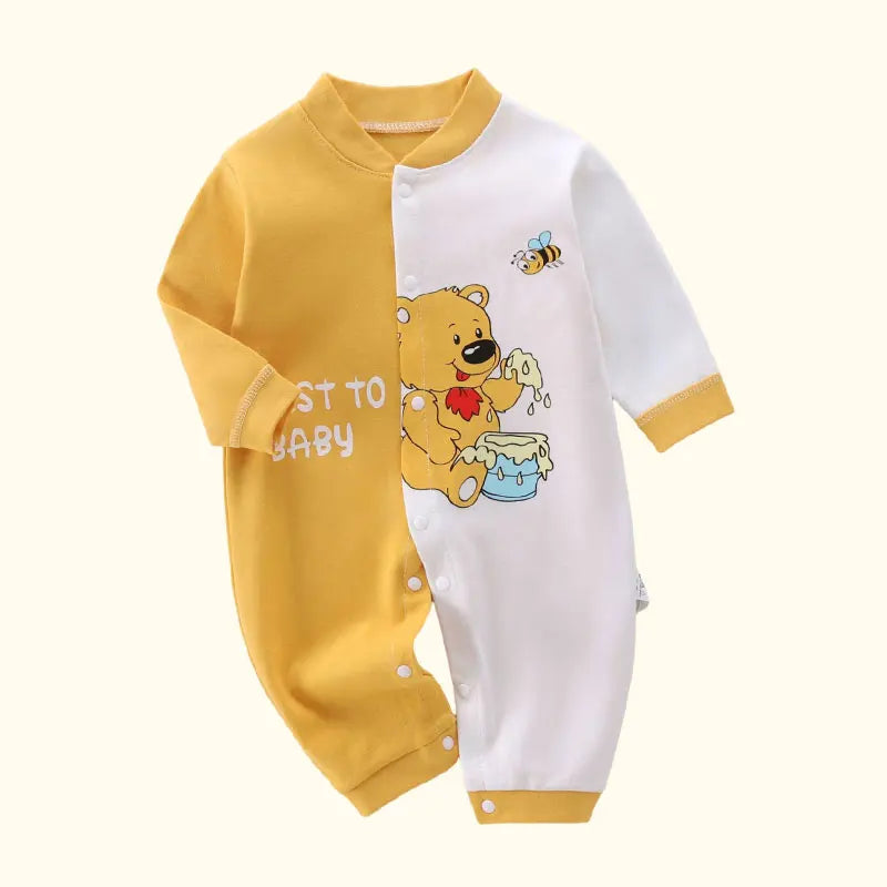 Baby Boy Button Up Animal Print Onesie Newborn-12M Baby