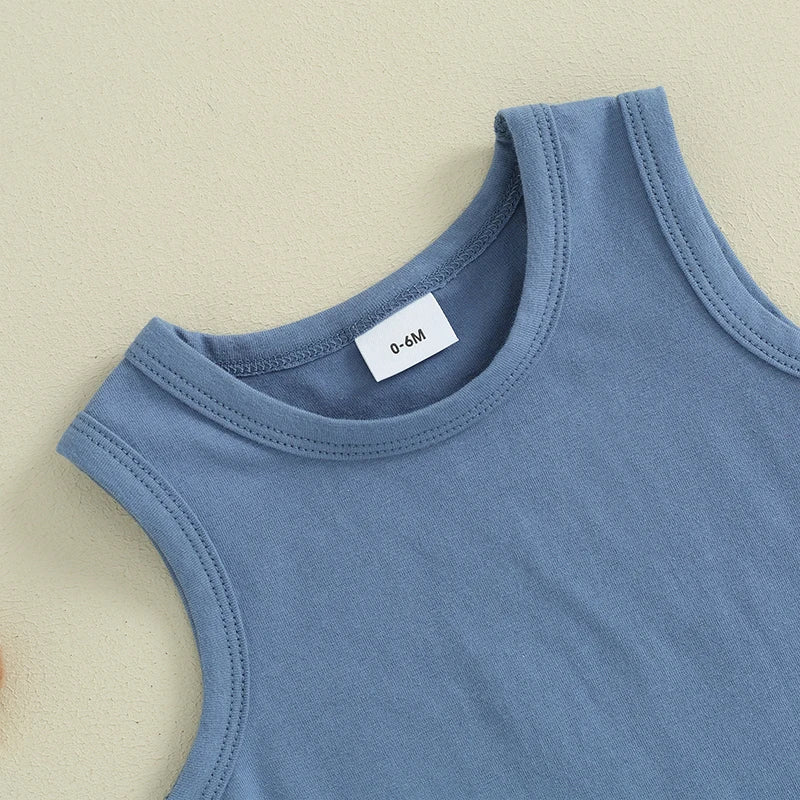 Boy Clothes Sleeveless Tank Top Checkered Shorts 2 Piece Outfit 3M- 3T