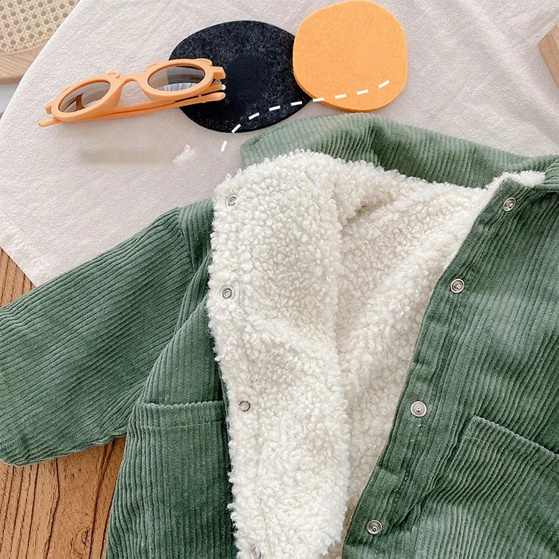 Baby Rompers Corduroy Jumpsuits Fur Lining Clothes Fleece Outerwear