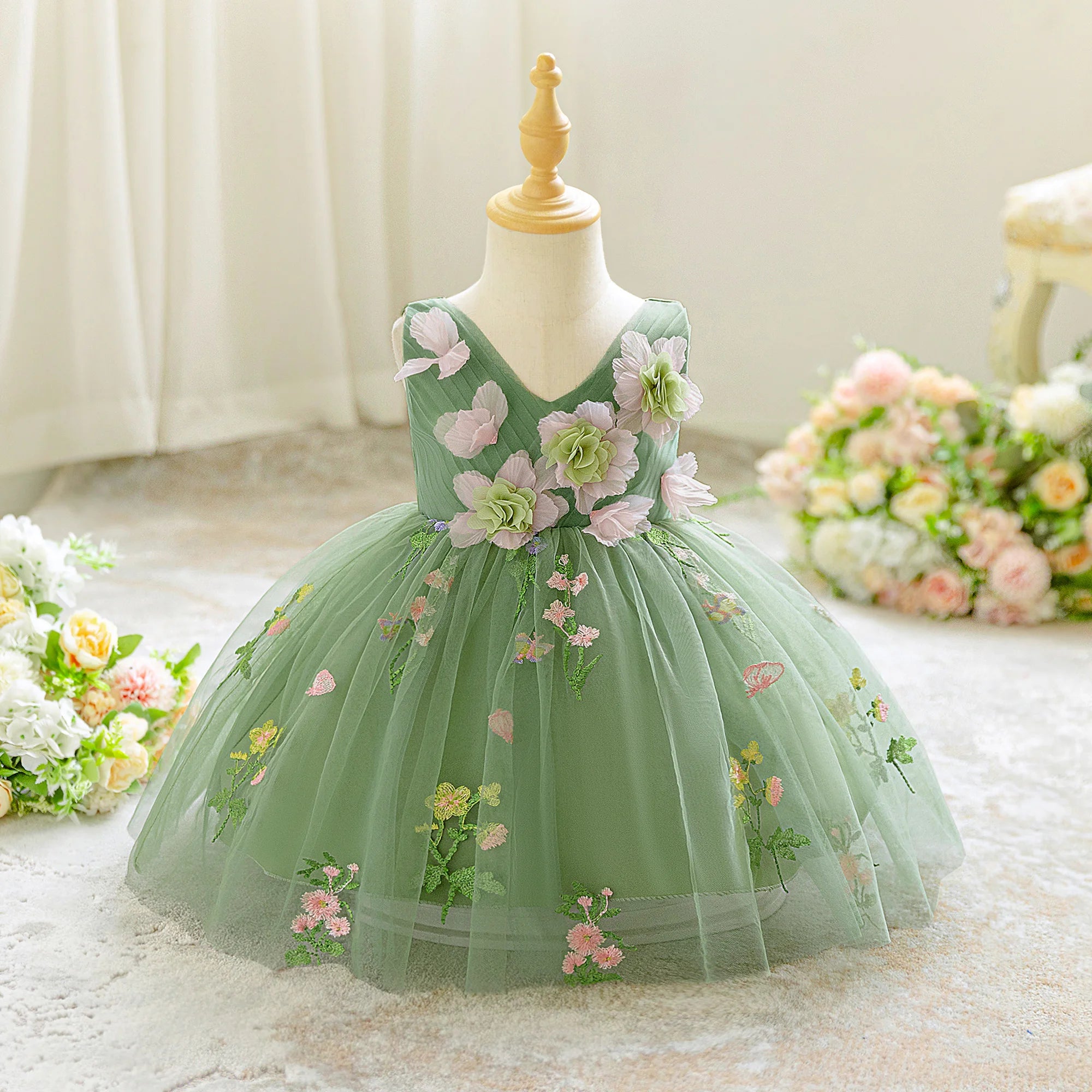 Summer Floral Tulle Dress 6M-3T