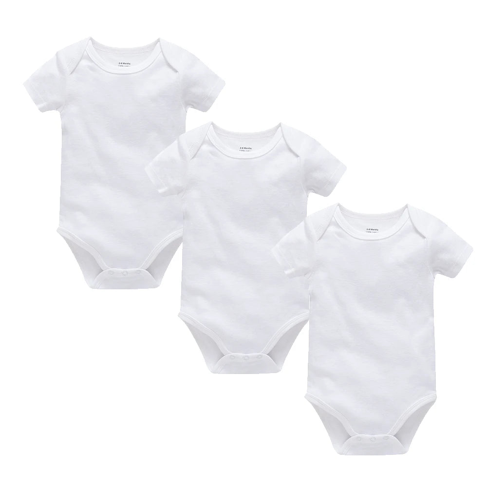 2/3/4/5/6 Pcs/set White 100% Cotton Onesie 0-24M