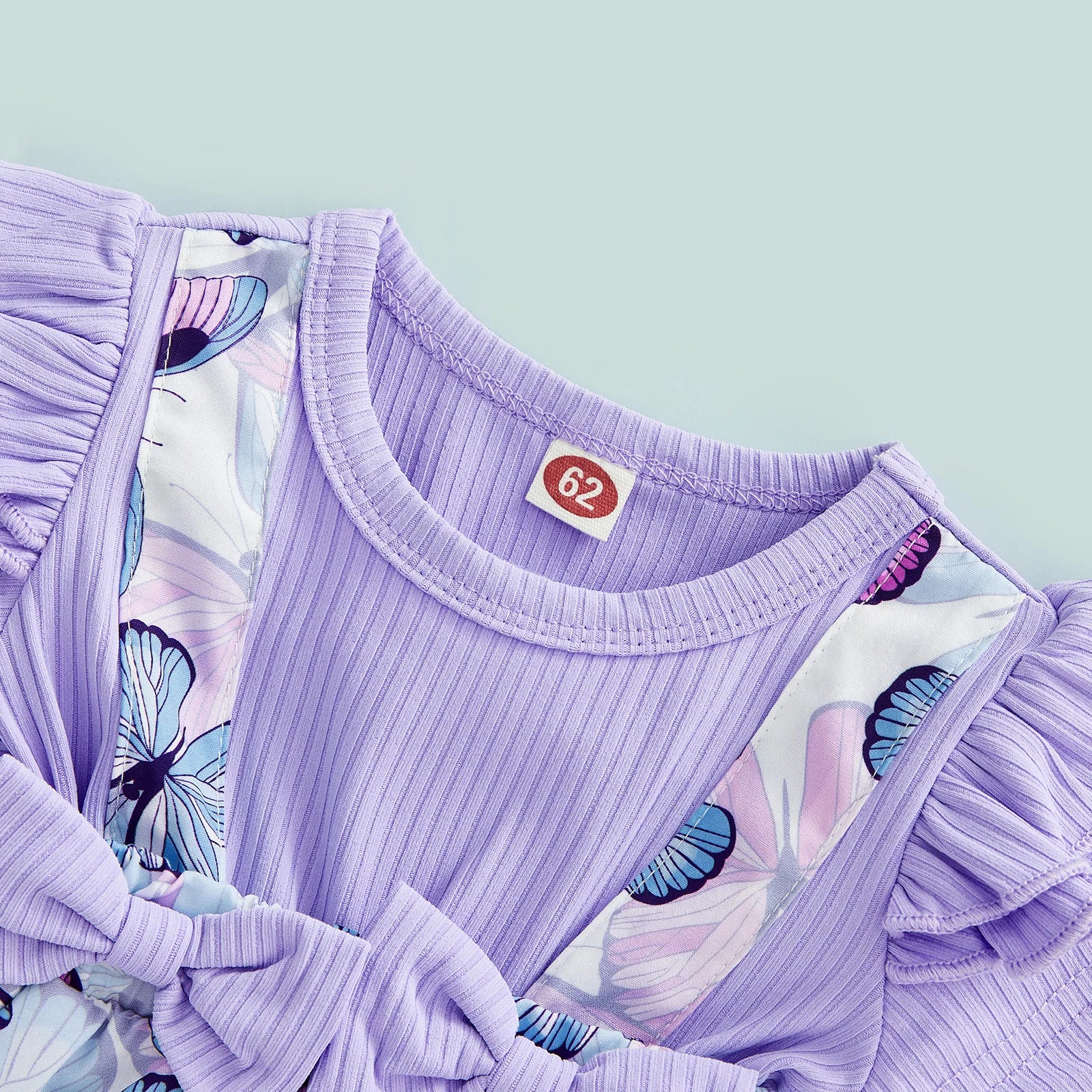 Baby Girl Short Sleeve Bodysuit + Bow Headband Print Princess Purple Clothing