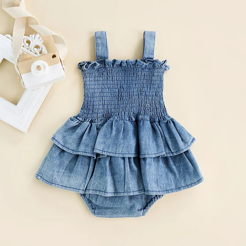 Baby Girl Jean Ruffled Jumpsuit 3M-18M