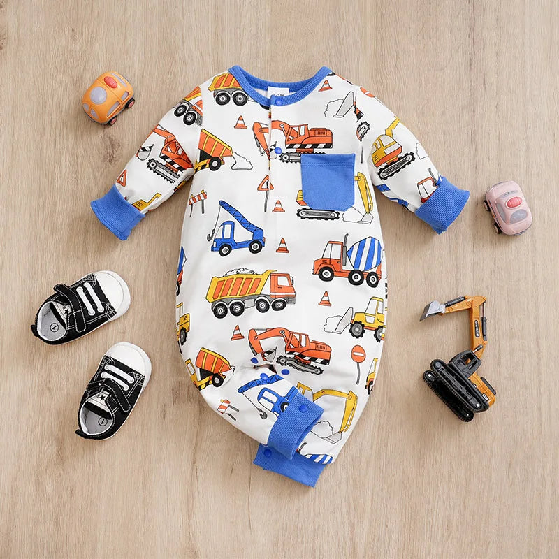 Baby Boy Construction Cotton Onesie Newborn-18M