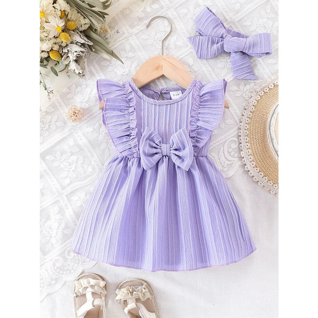 Girl's Bow Sleeveless Dress 0-24 Months
