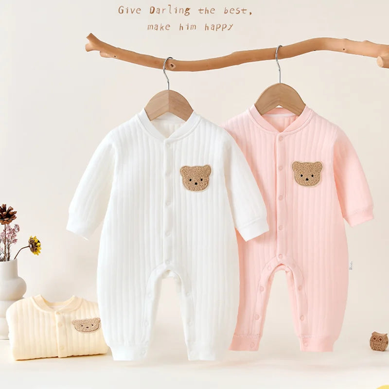 All Seasons Baby Romper Baby Boy Girl Cartoon Bear Cotton Soft