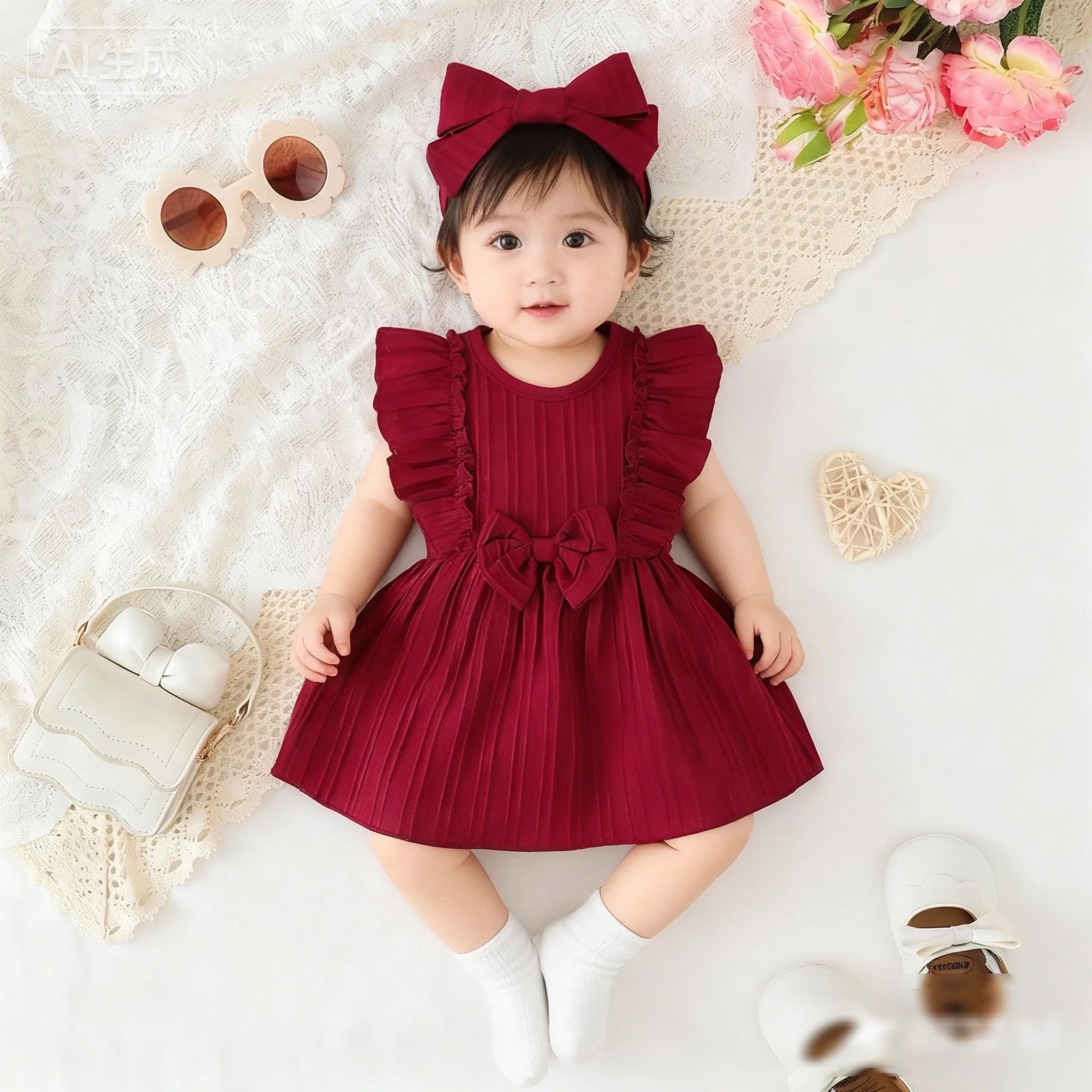 Girl's Bow Sleeveless Dress 0-24 Months