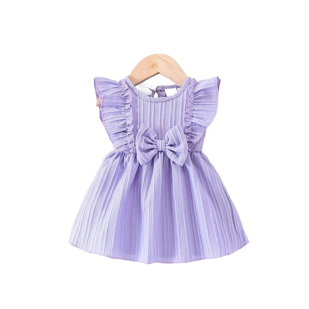 Girl's Bow Sleeveless Dress 0-24 Months